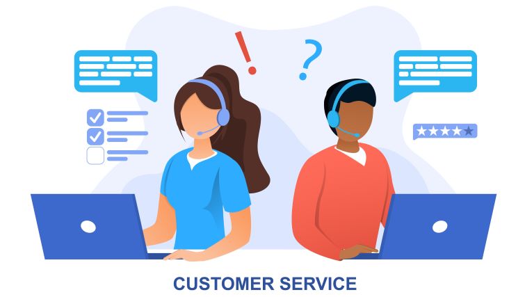 7 Steps to Revamp Your Exceptional Customer Service Resume - two workers sit at laptops on headsets providing customer service.