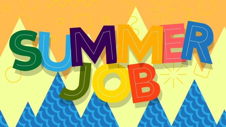 Seasonal Job Hunting Tips - How to Land the Perfect Summer Job - SUMMER JOB written on a bright colourful background.