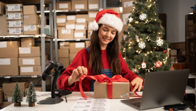 9 Insights for Optimizing Your Hiring Strategy This Holiday - a person working a part-time job during the winter holidays.